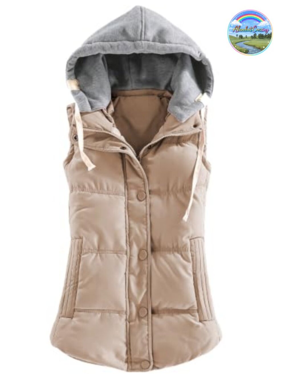 Women's Quilted Puffer Vest with Removable Hood, Slim Fit Winter Gilet